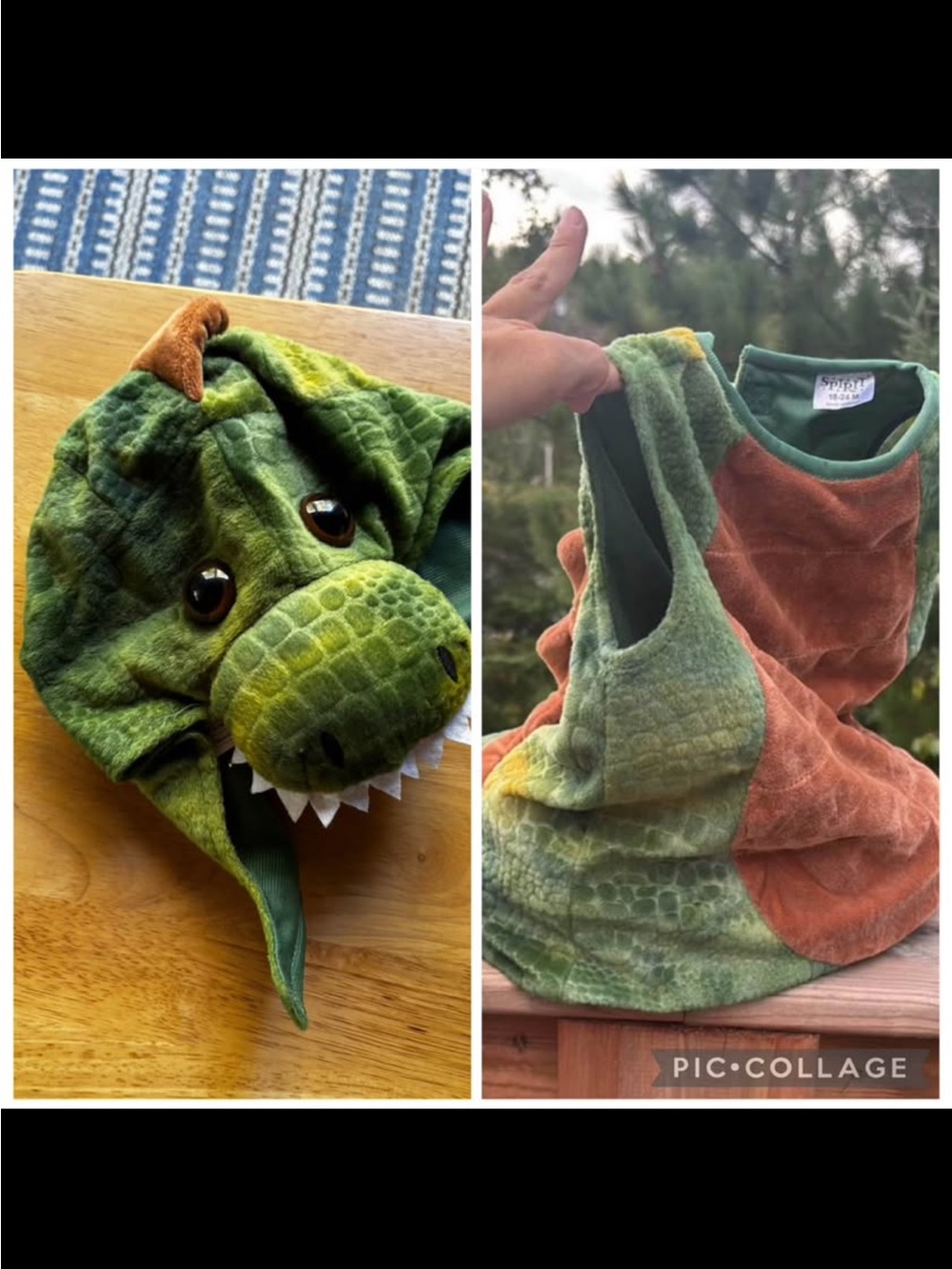 Spirit Plush dino Outfit in Green and Orange